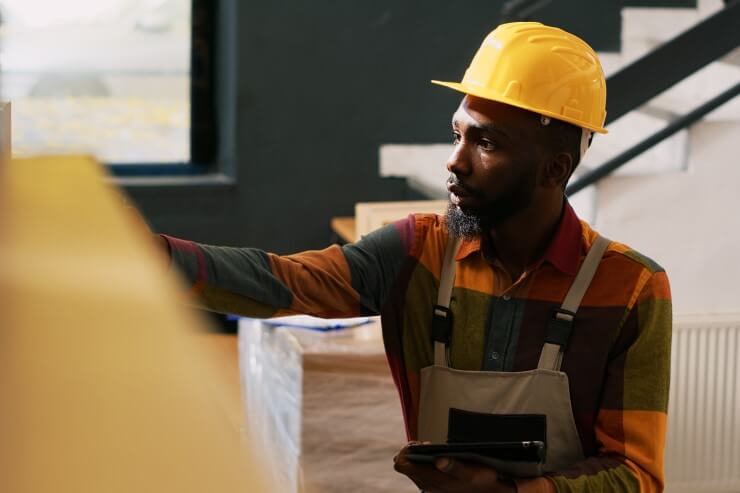 african-wroker-indoor-measuring